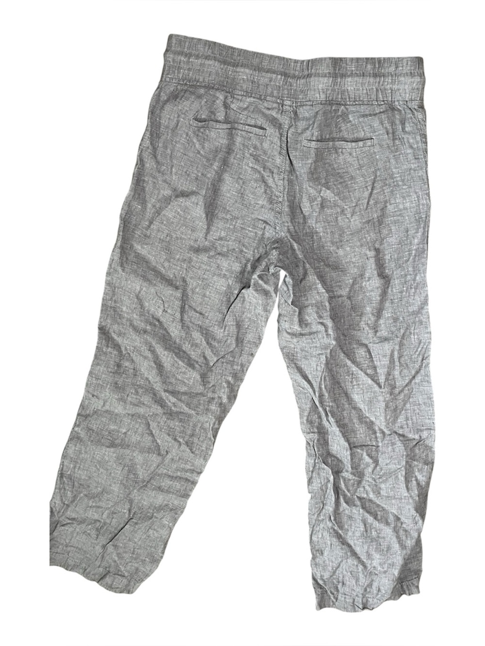 Athleta Cabo Linen Wide Leg Pant Womens Size 8 Grey Elastic Waist Zipper Pockets - Picture 8 of 9